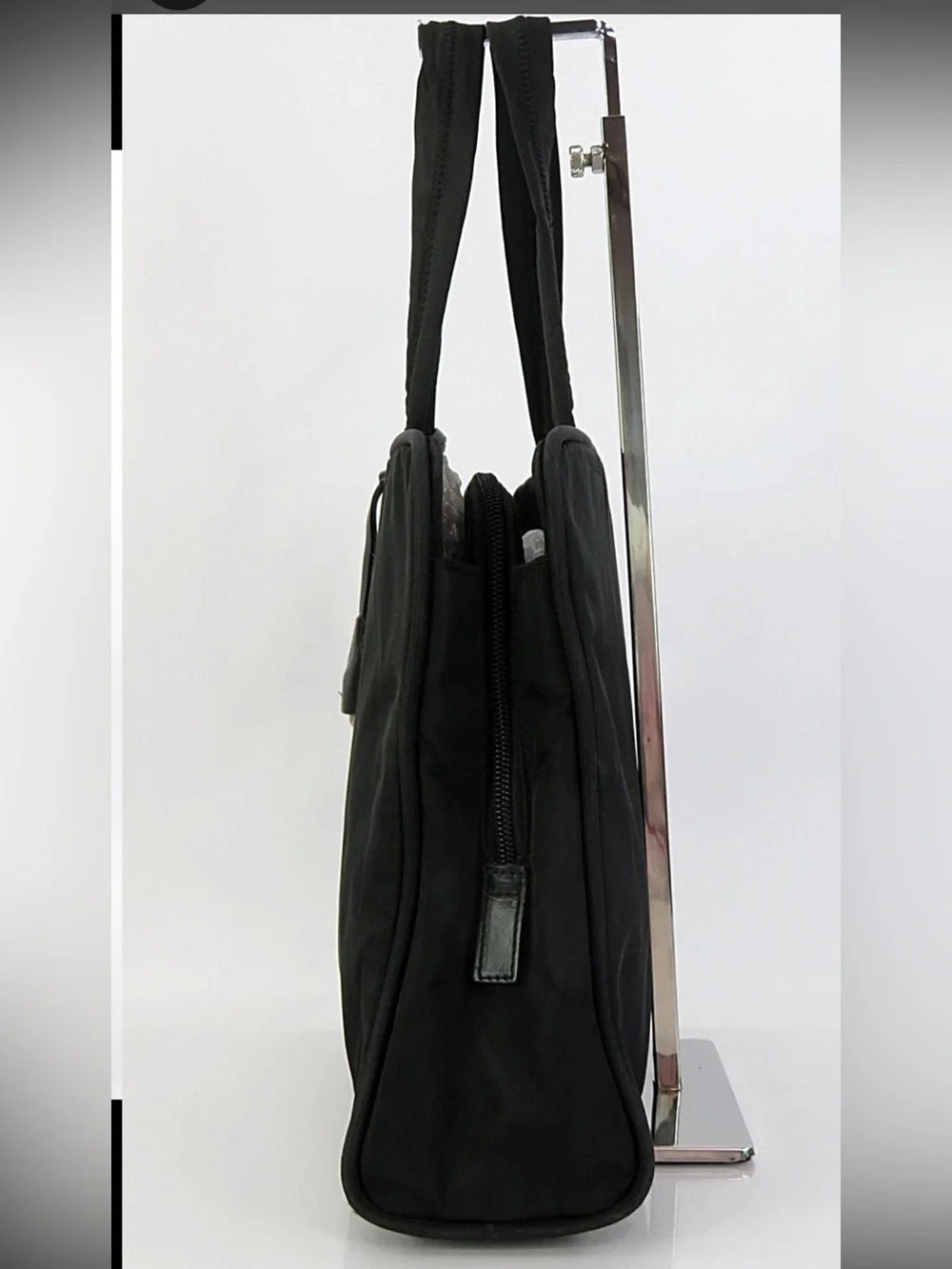 Prada Black Nylon Tote with Logo Plaque